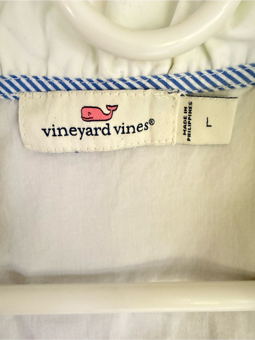 Vineyard Vines White Blouse with Pink Whale Logo